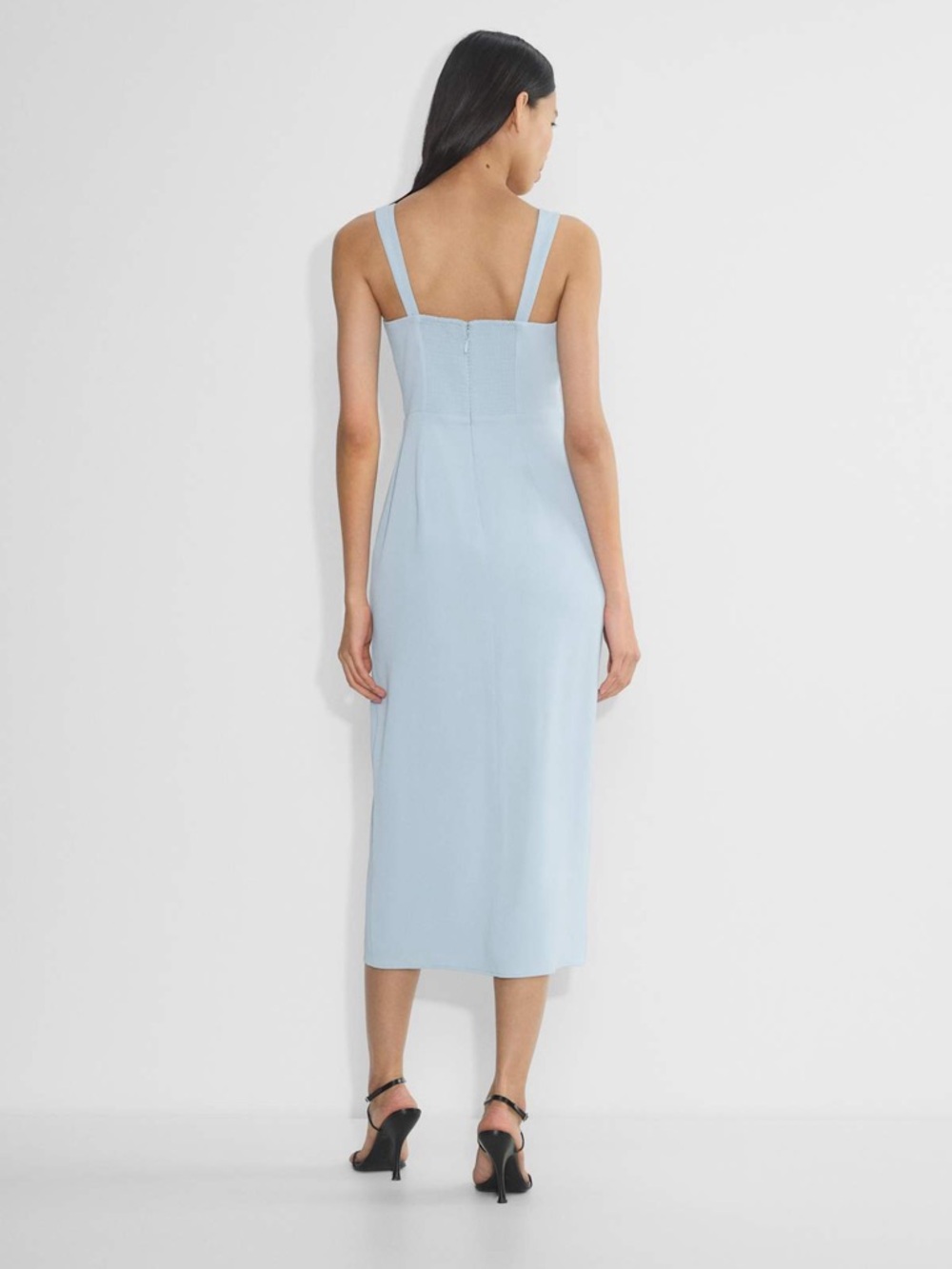 NWT Babaton 90s Slit Midi Dress Glimmer Ice Blue Size 6 - Picture 3 of 16